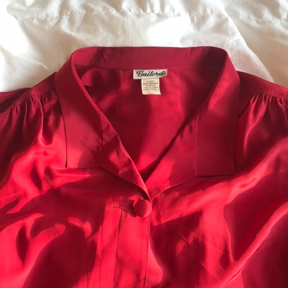 Plus Size Vintage deep red button up blouse - Picture 3 of 4
